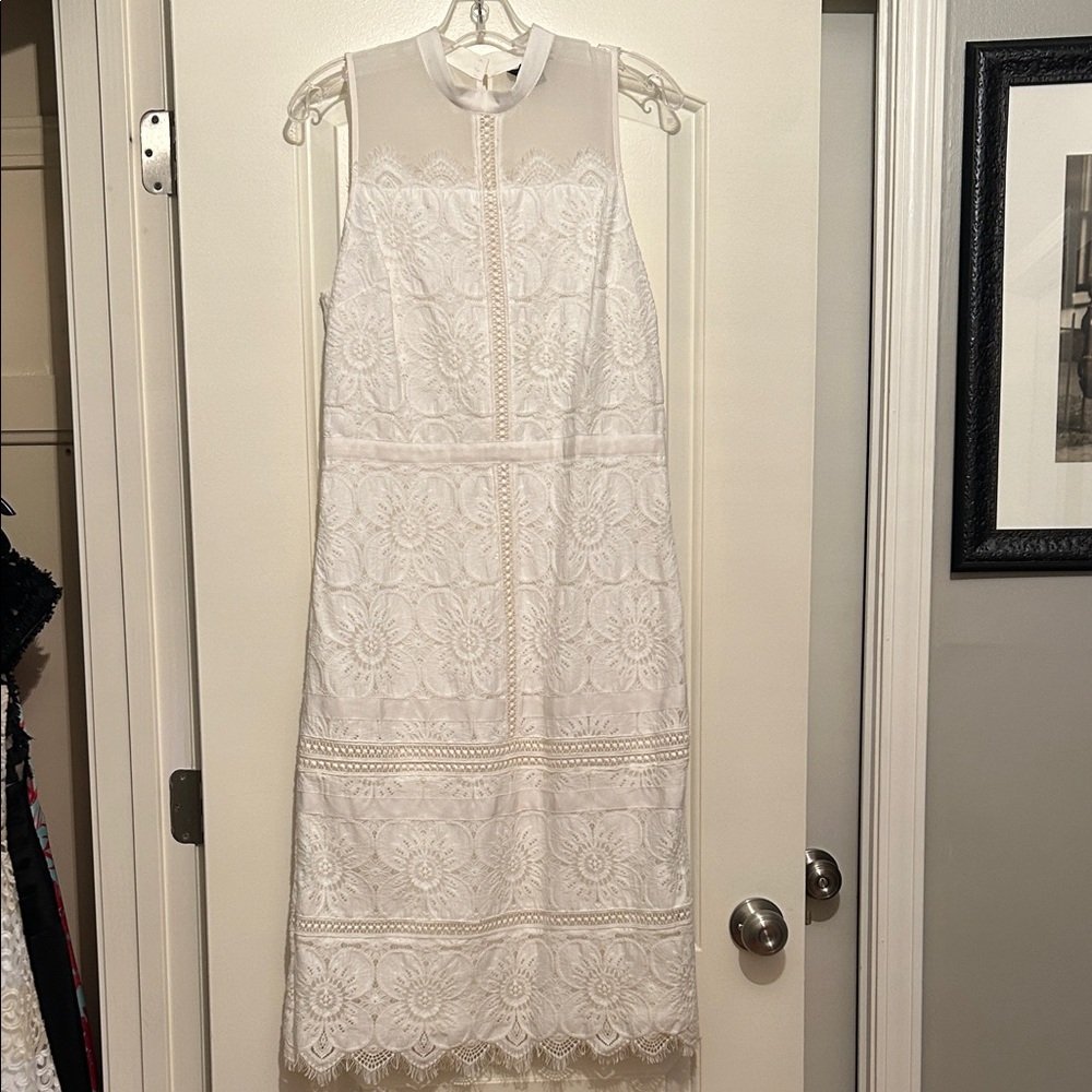 Banana Republic White Floral Lace Midi Dress